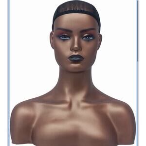 Realistic Female Mannequin Head Bust with Shoulders for Wigs, Makeup Display Pro